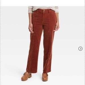 Women's High-Rise Wide Leg Corduroy Pants | Burnt Orange | Knox Rose | Size 6